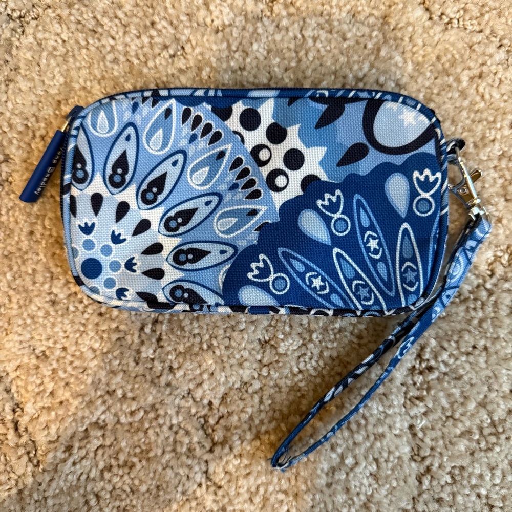 Vera Bradley Blue and Black Patterned Wristlet